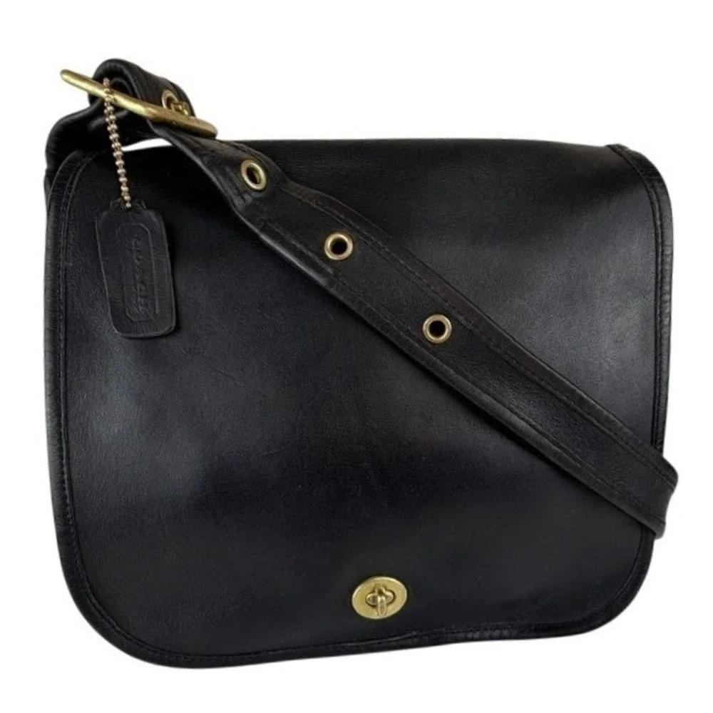 Vintage|COACH|Stewardess 9525 New York City Black Leather Purse Paperwork Tag